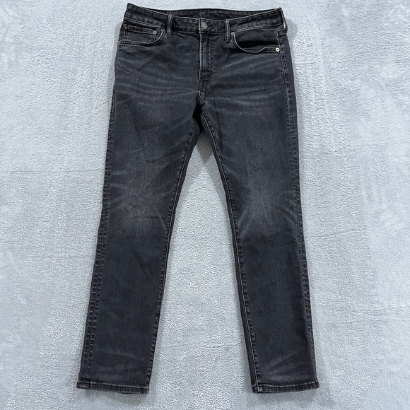 American Eagle Slim Jeans Men's 33x29*Airflex+‎ Black Whiskered Stretch Grunge